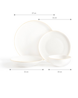 New Bone China 24-Piece Dinner Set - White & Gold Mirage