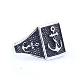 925 Sterling Silver Men's Ring - Nautical Sea Anchor Design