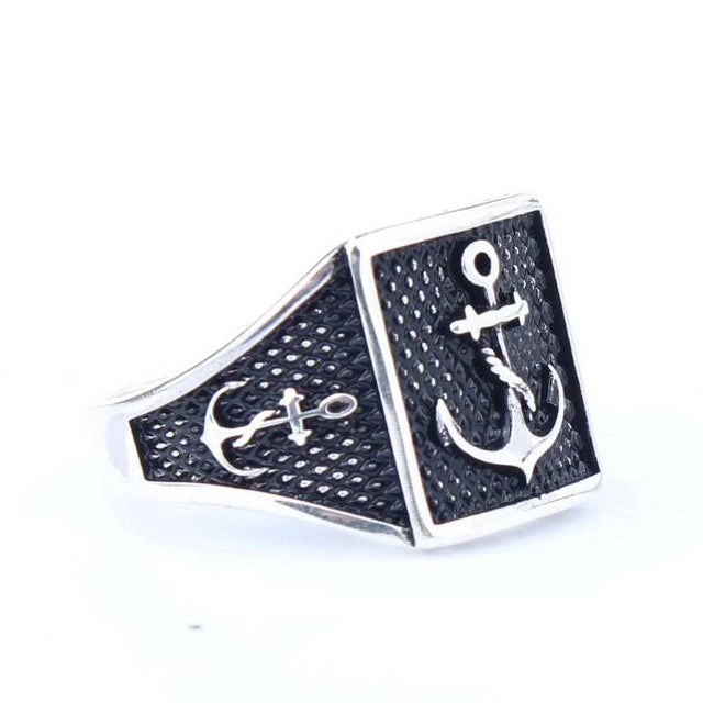 925 Sterling Silver Men's Ring - Nautical Sea Anchor Design