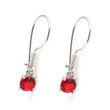 Sterling Silver Round Synthetic Ruby Dangle Earrings