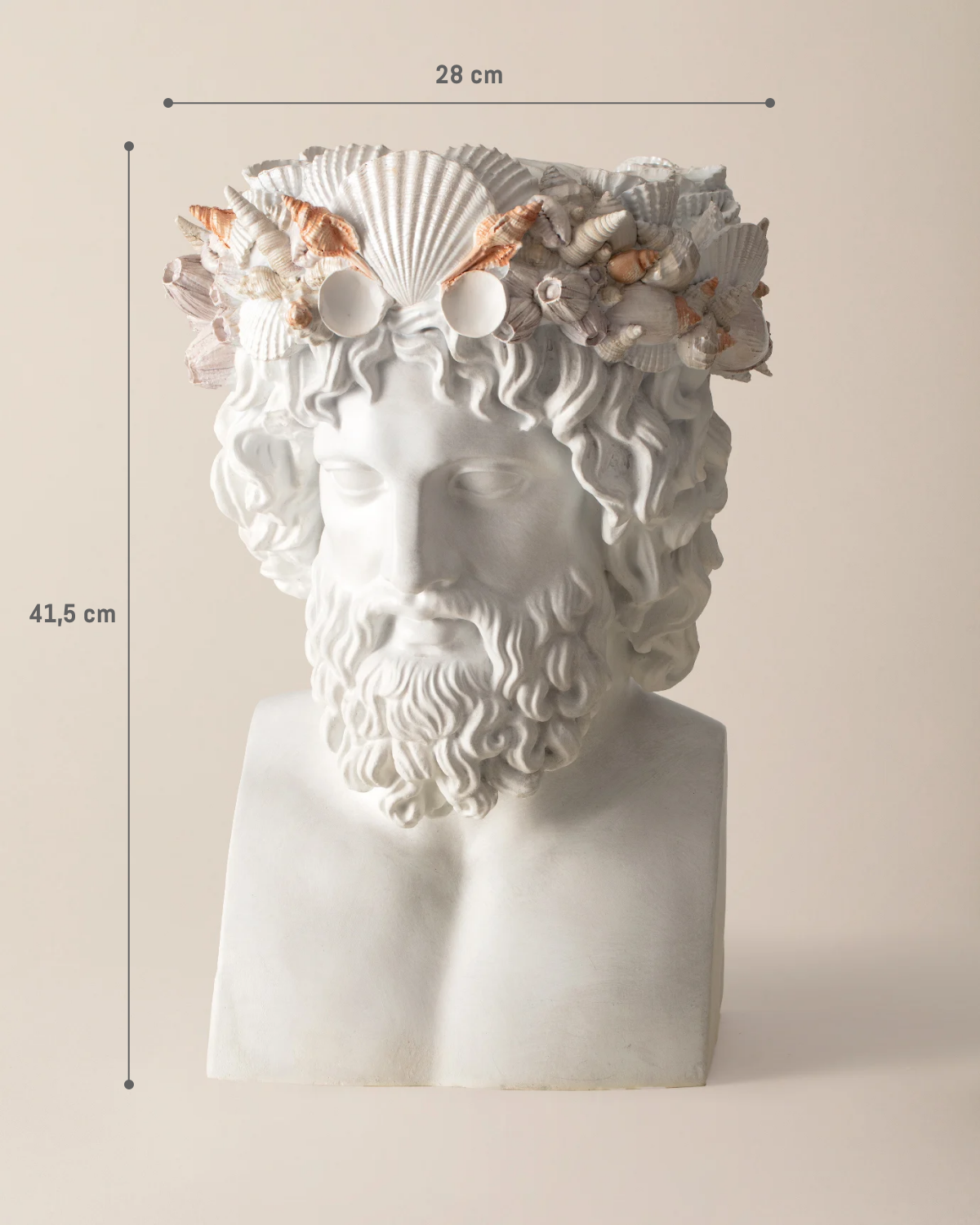 Busto di Poseidone in Resina Bianca - Scultura di Mitologia Classica
