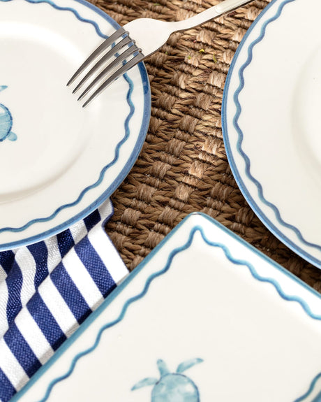 New Bone Porcelain 6-Person Dinner Set - Souterrain Blue & White