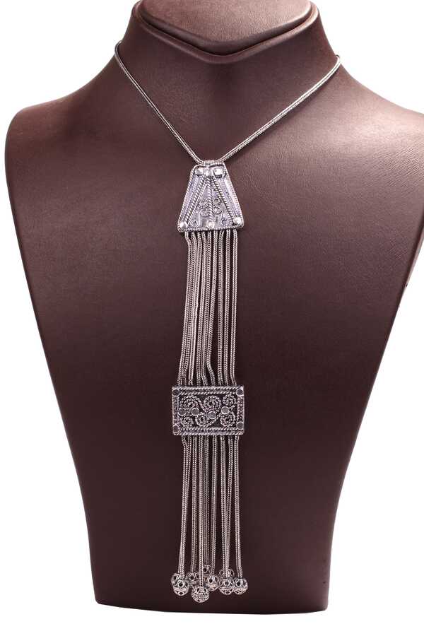Professional Geometric Long 925 Sterling Silver Necklace