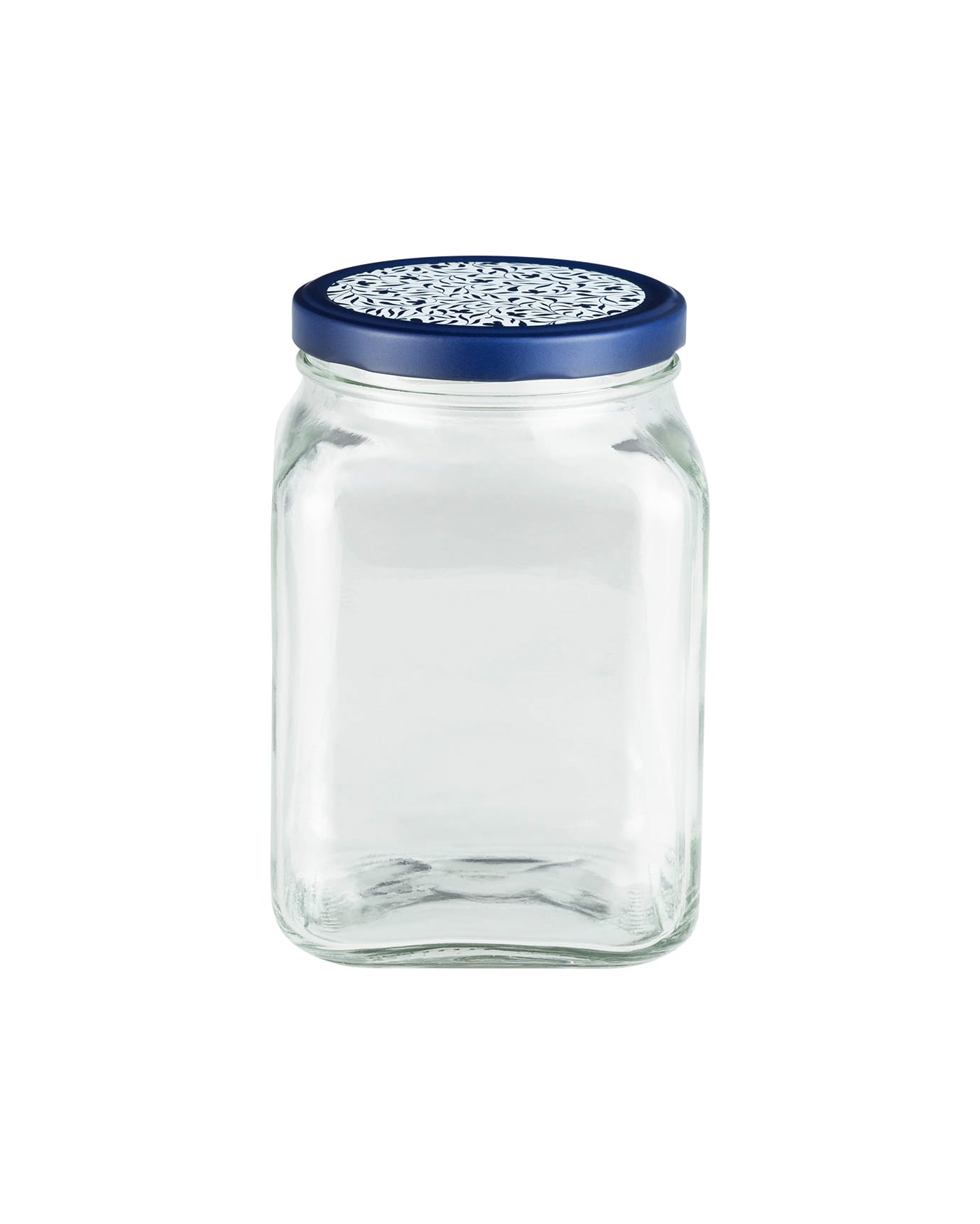 Square Glass Food Storage Container - Blue & White - 1600 ml