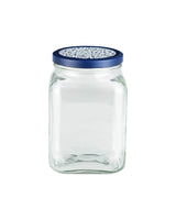 Square Glass Food Storage Container - Blue & White - 1600 ml