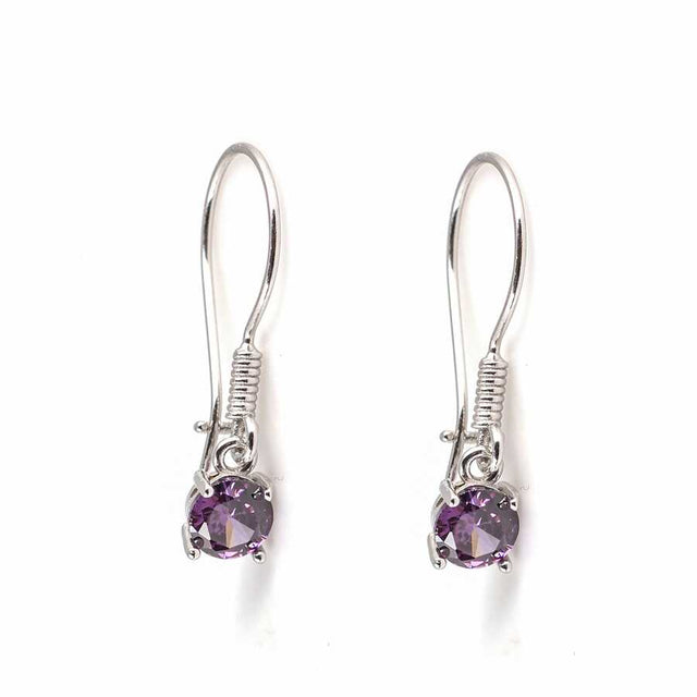 Premium 925 Sterling Silver Small Round Amethyst Earrings