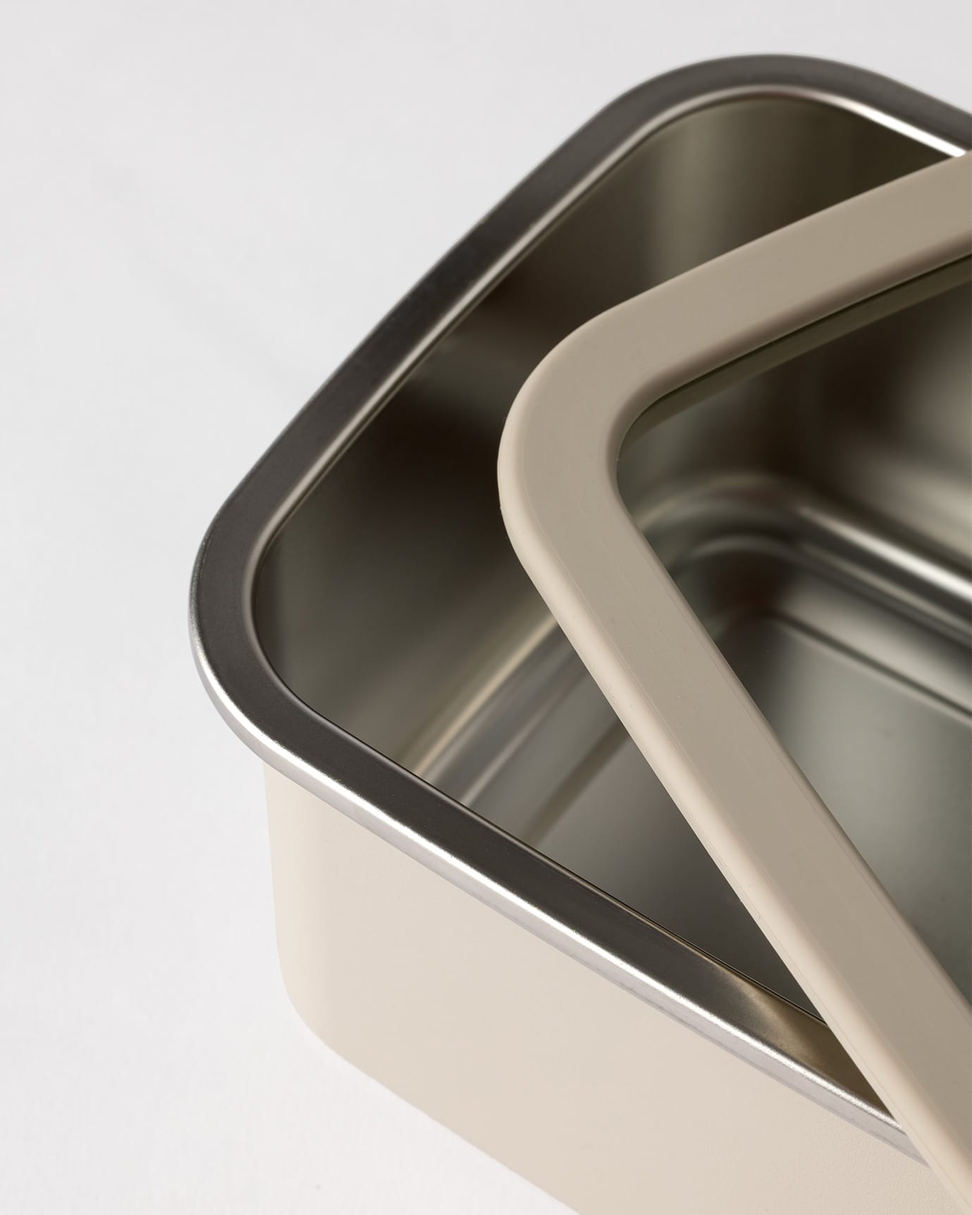 Contenedor de Almacenamiento de Alimentos de Acero Inoxidable, 1500ml, Beige Suave