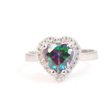 Sterling Silver Heart Mystic Topaz & Zircon Antourage Ring