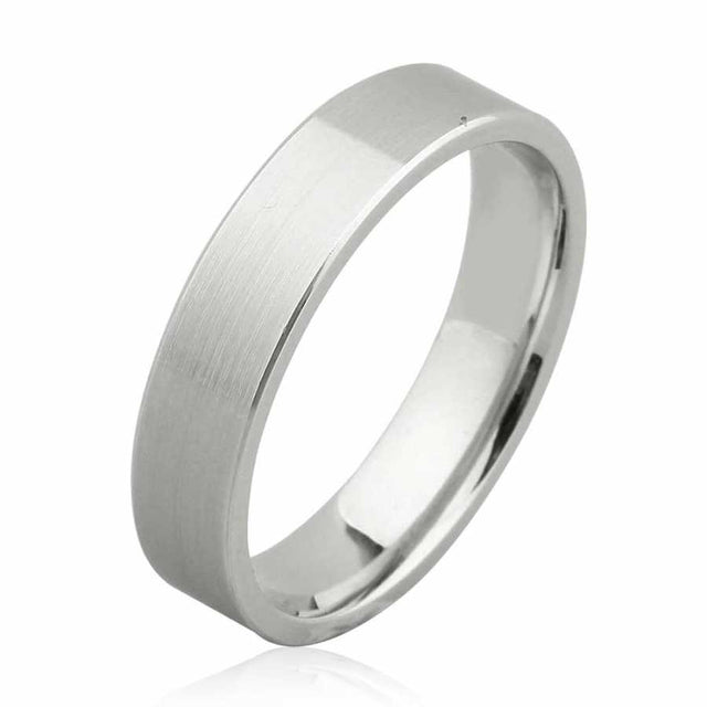 Premium 925 Sterling Silver Matte Domed Flat Wedding Band