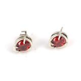 925 Sterling Silver Ruby Zircon Teardrop Stud Earrings - Classic Design