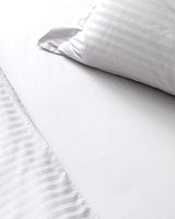 Queen Satin Striped Duvet Cover Set - Light Gray