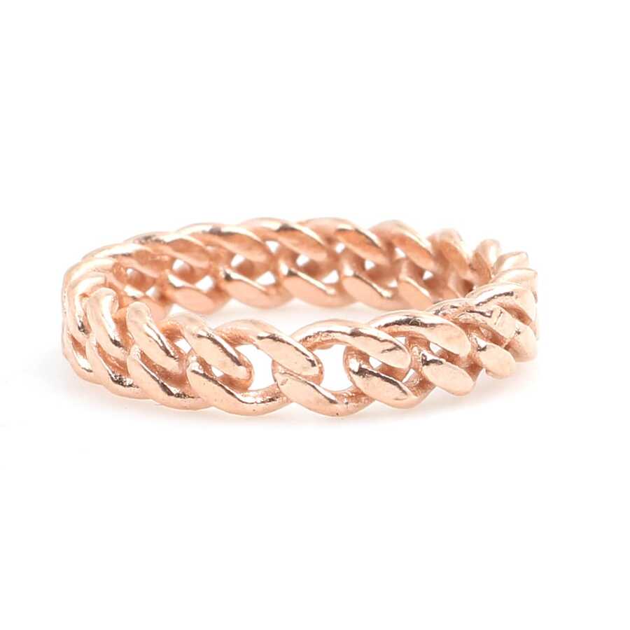Sterling Silver Twisted Chain Link Ring - Modern Design