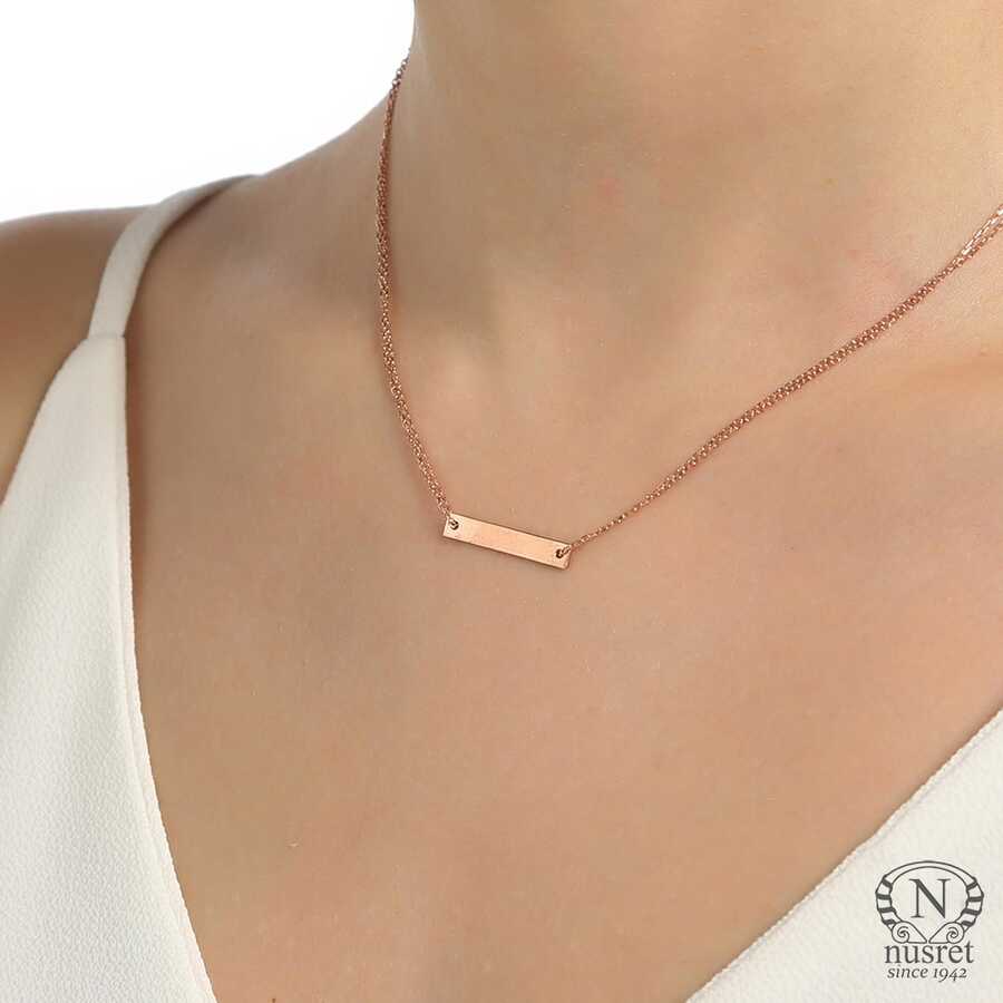 925 Sterling Silver Double Chain Plate Necklace - Modern Minimalist