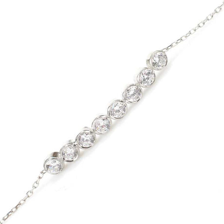 925 Sterling Silver White Zircon 8-Row Line Bracelet - Dazzling Style