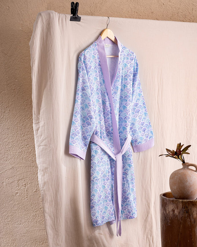 Pure Cotton Muslin Bathrobe - Lightweight & Breathable Comfort