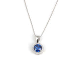 Premium 925 Sterling Silver Round Sapphire Necklace