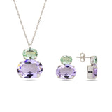 Set van sterling zilver met roségoud plating - Swarovski kristal elegantie
