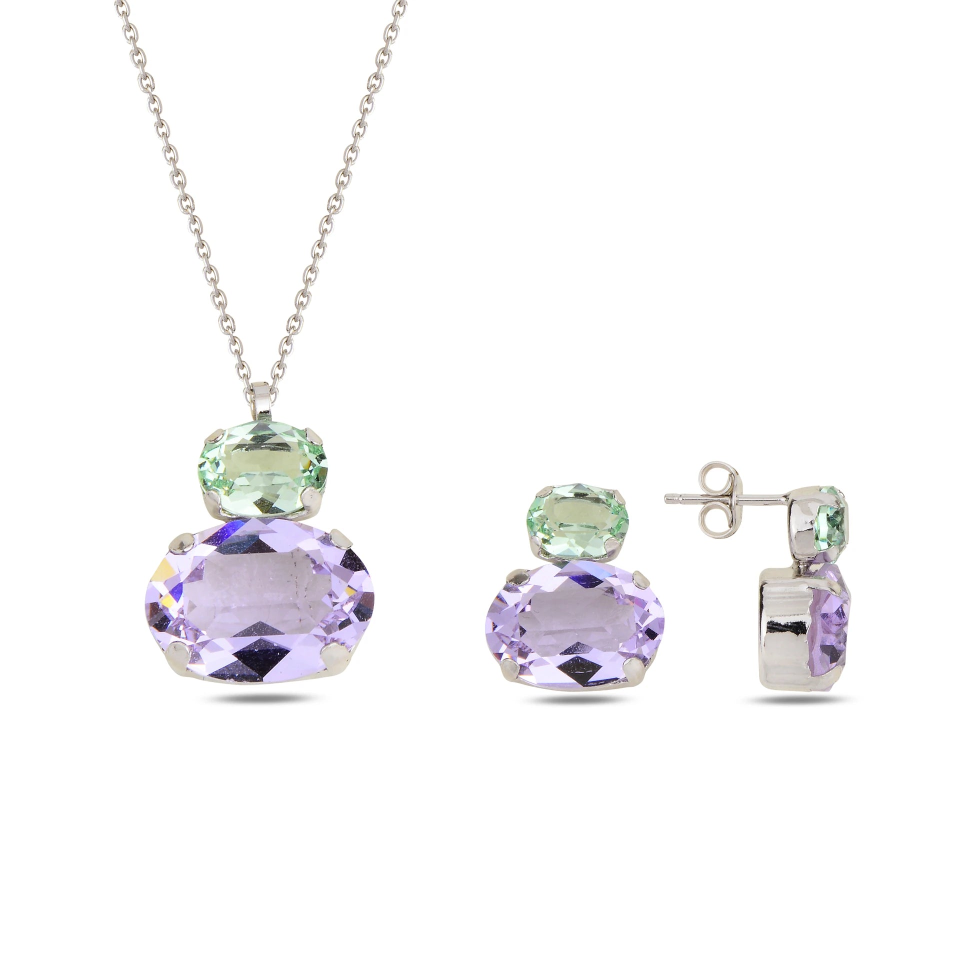 Set van sterling zilver met roségoud plating - Swarovski kristal elegantie