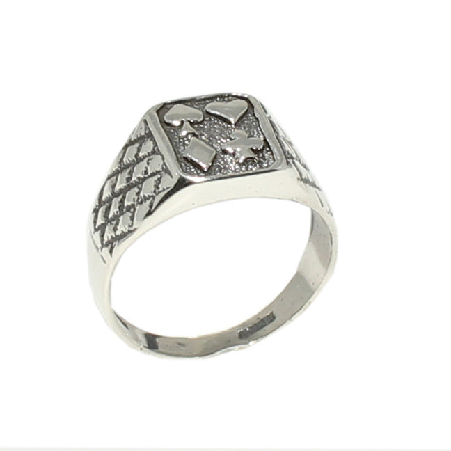 925 Sterling Silver Poker Symbol Ring - Game-Inspired Design