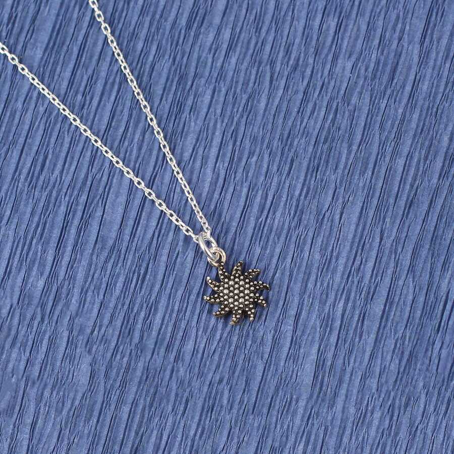 Sterling Silver Mini Sun Pendant Necklace - Minimalist