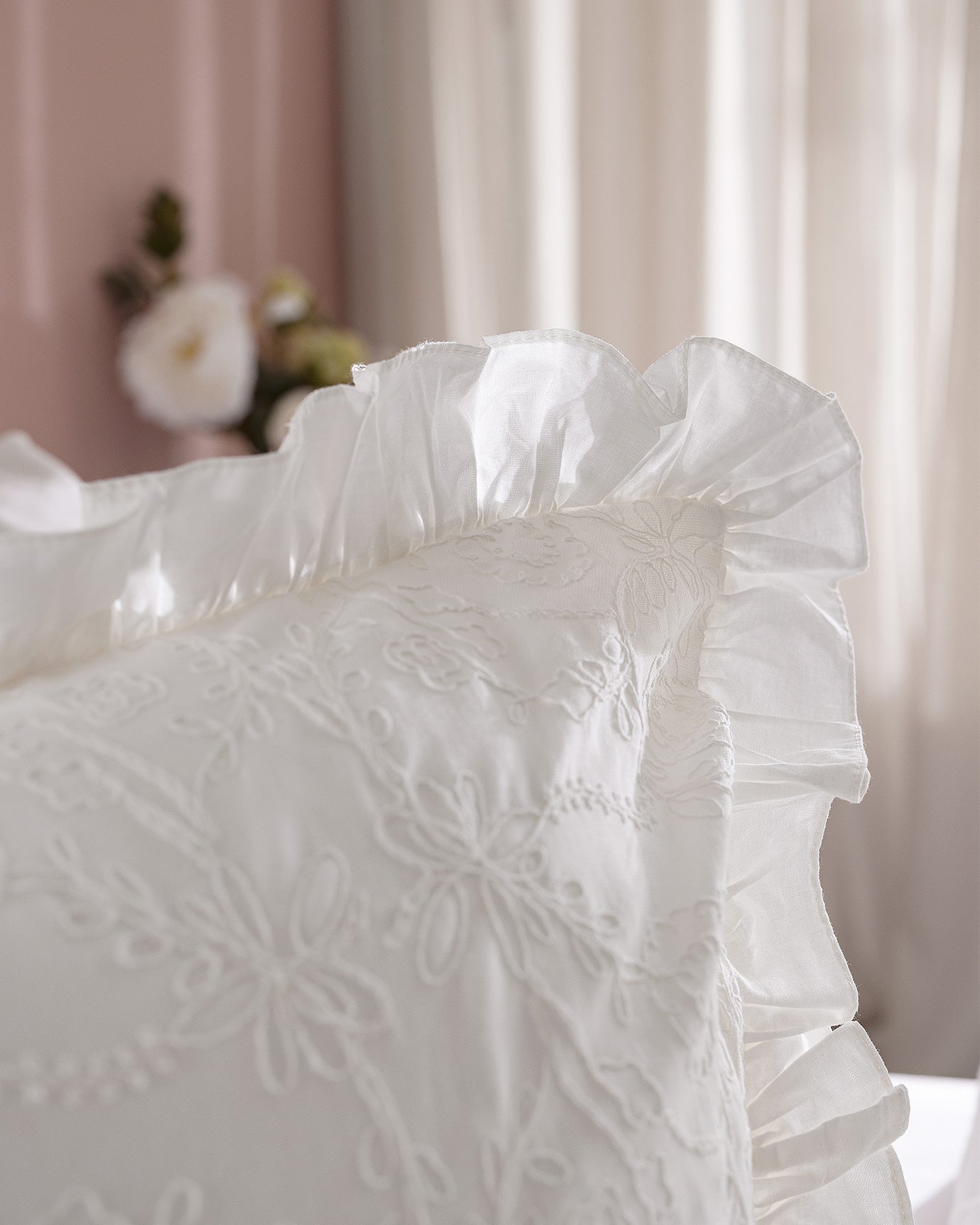 100% Cotton King Size Duvet Cover Set - Aulne Embroidered Design