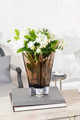 Luneville Handcrafted Small Brown Glass Vase - Elegant Home Decor Accent