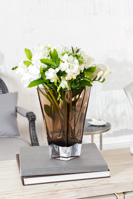 Luneville Handcrafted Small Brown Glass Vase - Elegant Home Decor Accent