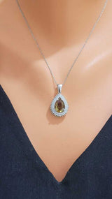 925 Sterling Silver Zultanite & Zircon Teardrop Necklace