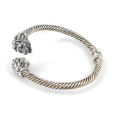 925 Sterling Silver Men's Twisted Bracelet with Lion Head Design