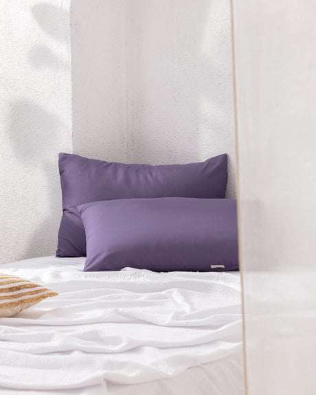 Soft 100% Cotton Pillowcase Set - 2 Pack - Purple