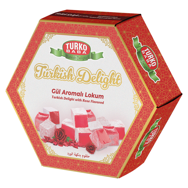 TURKOBABA Premium Rose Flavored Turkish Delight Loukoum - 250g