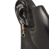 Yellow-Tone 925 Sterling Silver Dangle Hoop Earrings with Synthetic Sapphire & CZ