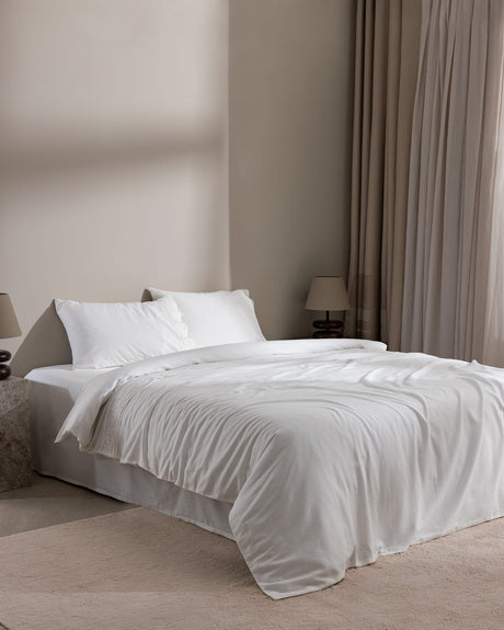 100% Cotton Double Duvet Cover Set - Classic White Chambre
