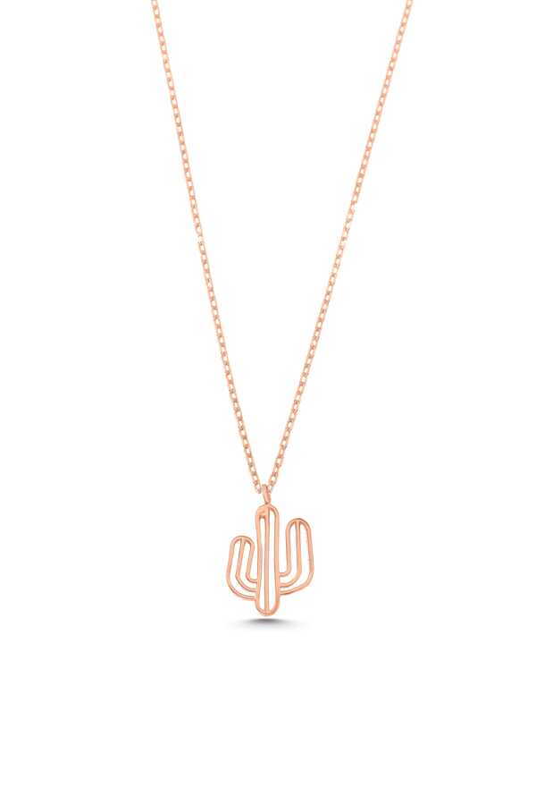 Collar pequeño de cactus en plata de ley - Encanto delicado