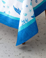 Cornella Polycotton Tablecloth - Blue and White Striped Dining Linen