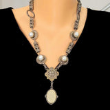 Sterling Silver Enamel Pearl Byzantine Necklace - Constantin Design