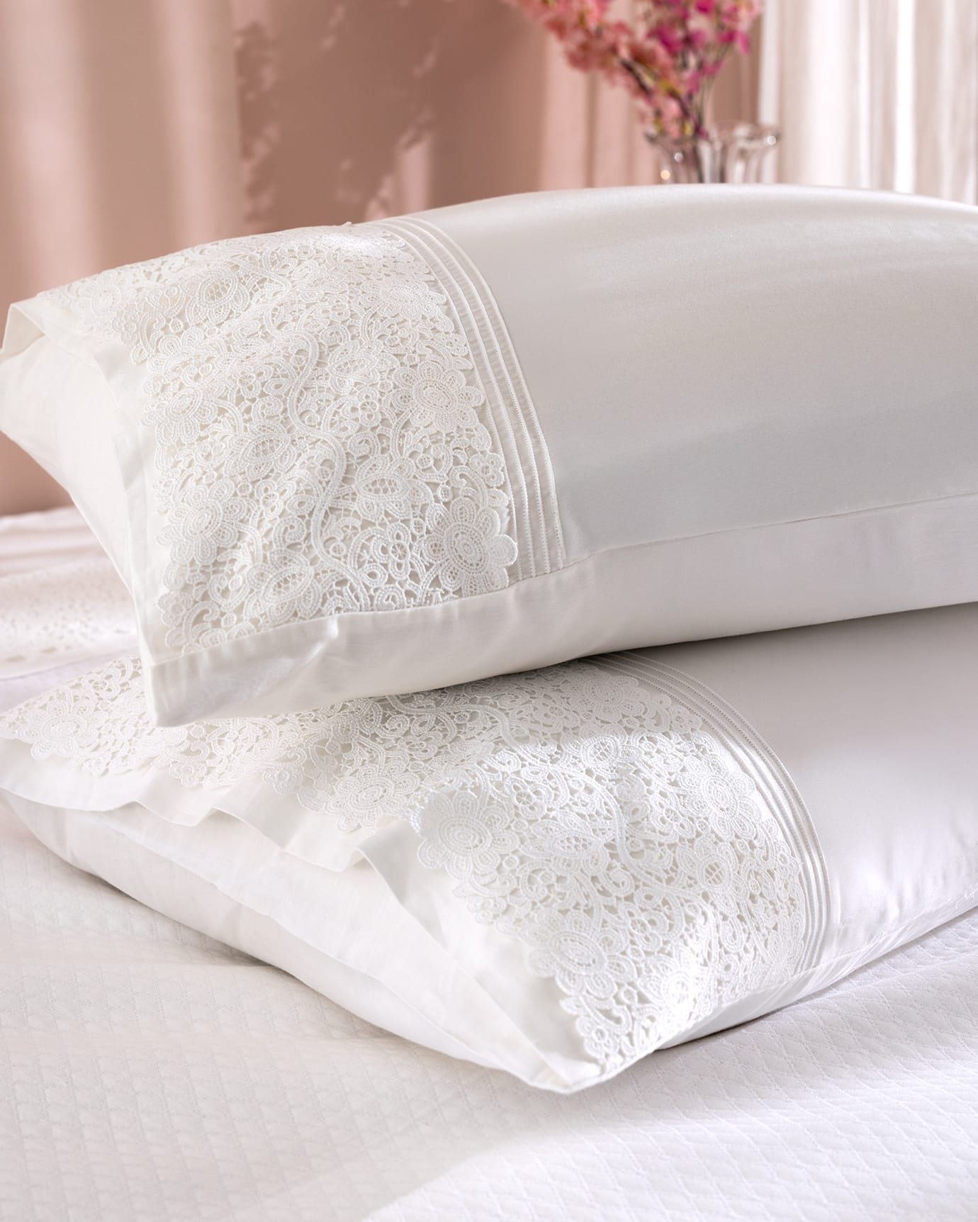 100% Cotton Double Pique Set - Elegant Lace Trim