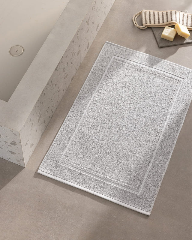 Cotton Bath Mat - Soft Absorbent Floor Towel - Grey 50x80 cm