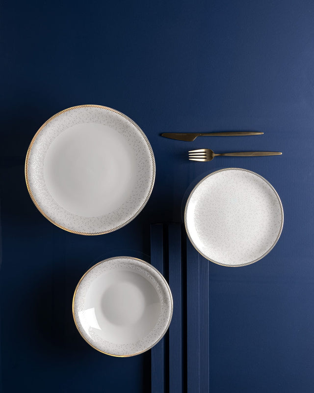 Fine Bone Porcelain 6-Person Dinner Set - Classic White Elegance
