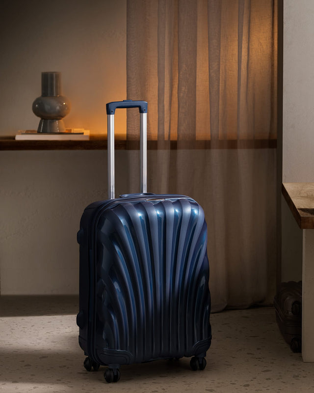 Medium Navy Blue Travel Suitcase - Durable Luggage