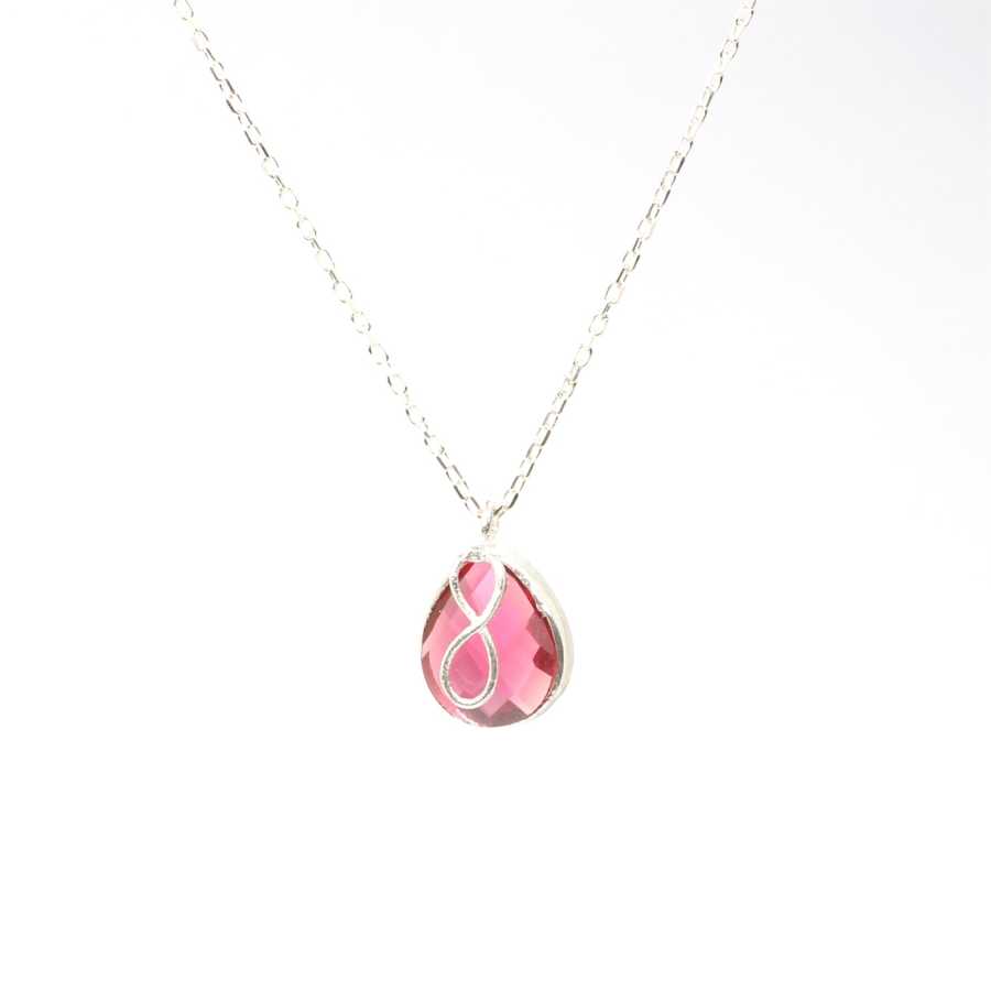 Premium 925 Sterling Silver Infinity Ruby Drop Necklace