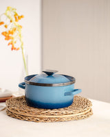 20 cm Blue Deep Saucepan with Lid - Everyday Non-Stick Cookware
