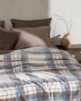 Soft Polyester Sherpa Blanket - Reversible Ecru & Blue Comfort