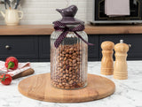 Decorative Bird Motif Cylindrical Storage Jar - 1300ML