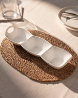 New Bone China 3-Compartment Serving Platter - Modern Minimalist Design
