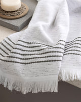 Soft Cotton Blend Face Towel - Plush Absorbency, White/Grey