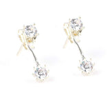 Sterling Silver Zircon Double Stone Stud Earrings