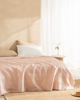 Mathilda Double 100% Cotton Carded Pique Bedspread - Blush Pink Lightweight Blanket