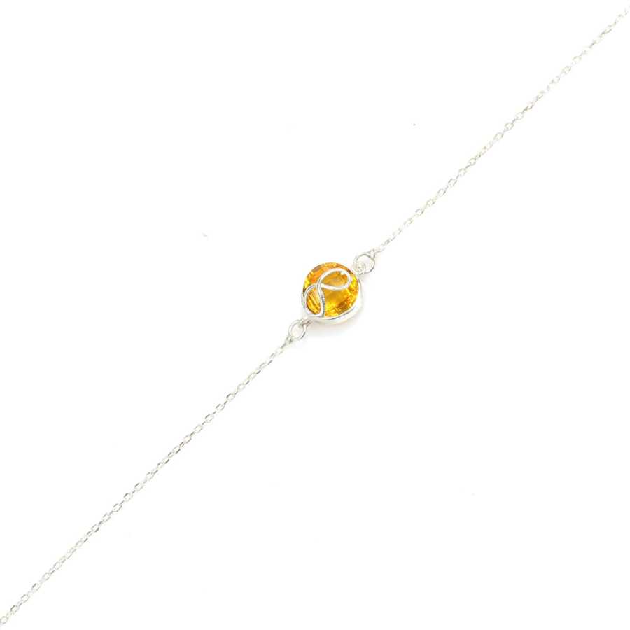 925 Sterling Silver Synthetic Citrine Infinity Bracelet