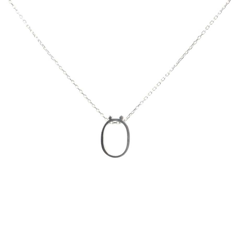 Sterling Silver 3D Letter O Initial Pendant Necklace